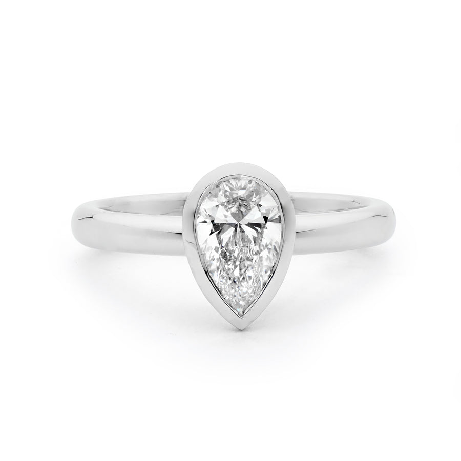 'Frida' 18ct White Gold Bezel Set Diamond Ring