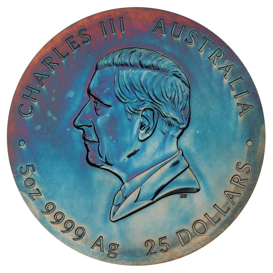 Extragalactic 2025 5oz Silver Patinaed Coloured Coin with Diamonds