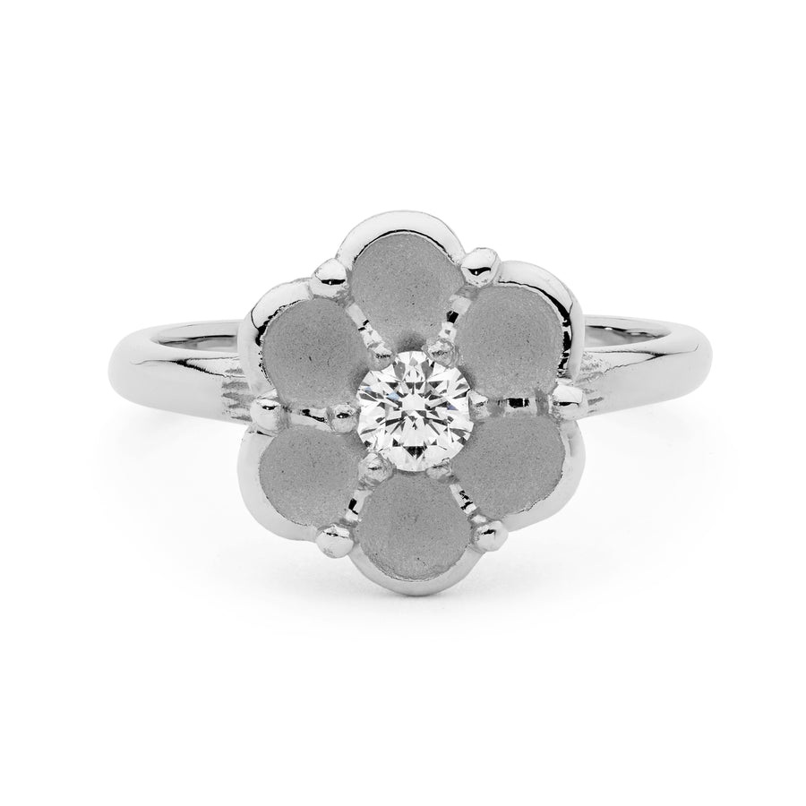 Coastal White Diamond 18ct Gold Flower Ring