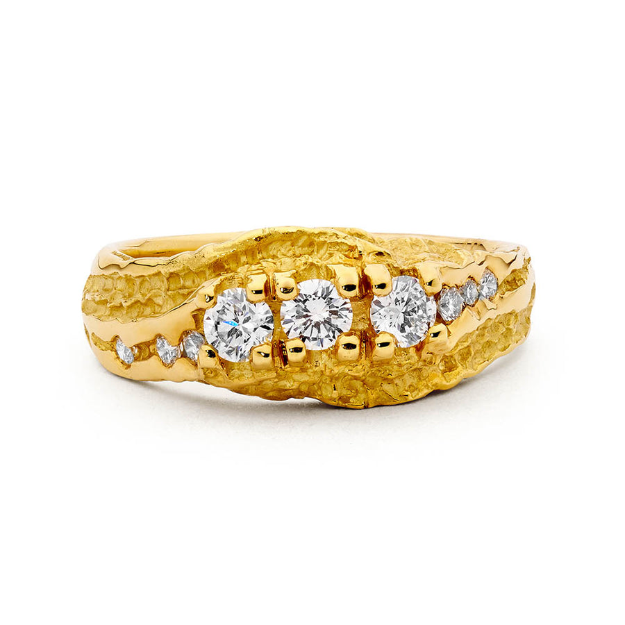 'TRILOGY' 18CT YELLOW GOLD & DIAMOND RING
