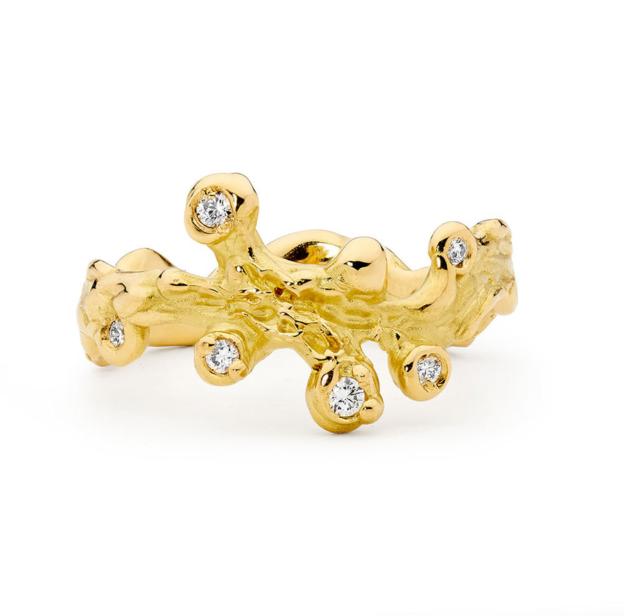'Coral Reef' Mini 18ct gold & diamond ring