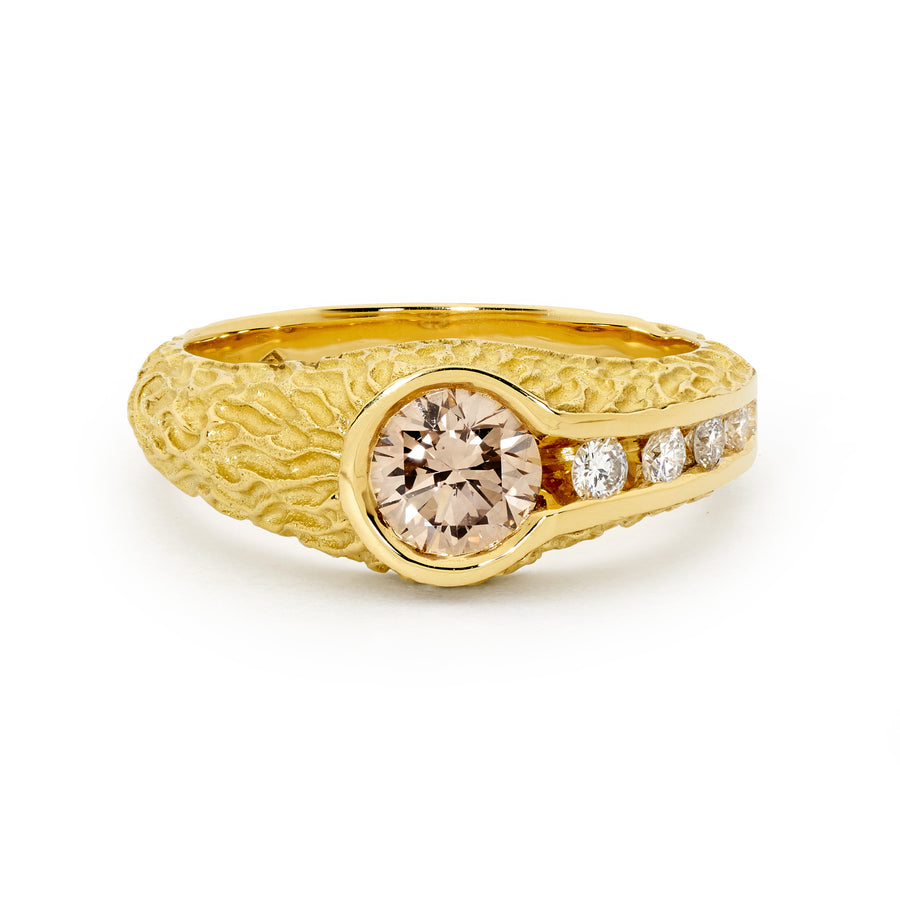 'Canyon' Champagne Diamond 18ct Yellow Gold Ring