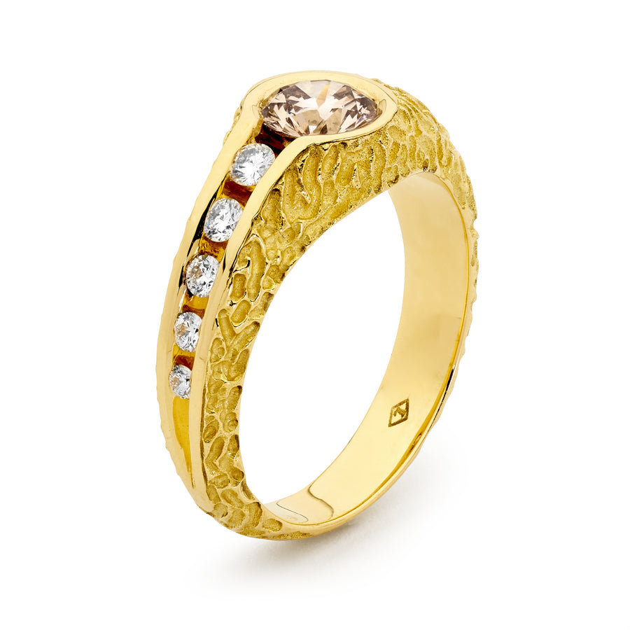 'Canyon' Champagne Diamond 18ct Yellow Gold Ring