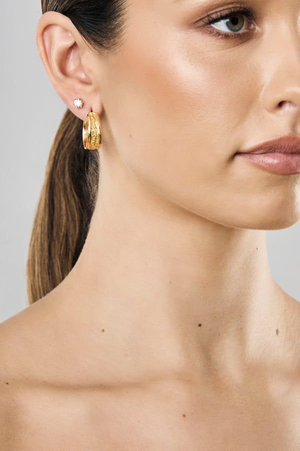 Three-quarter 18ct Gold Hoop Earrings