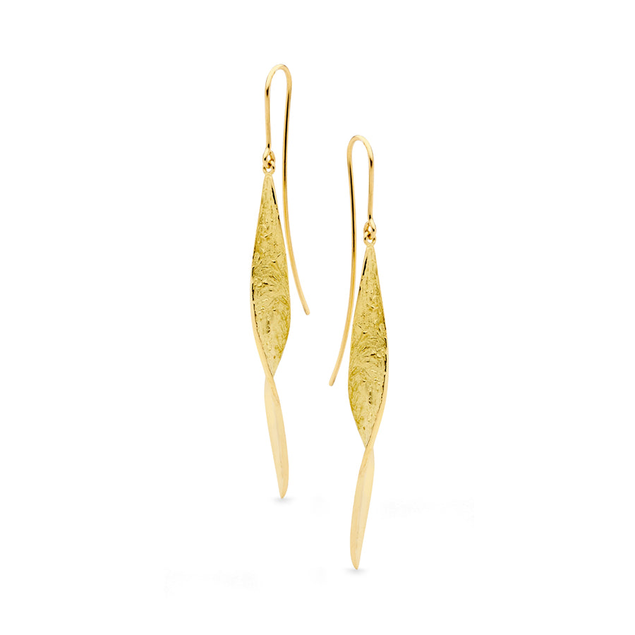 'Golden Leaf' 18ct Yellow Gold Drop Earrings