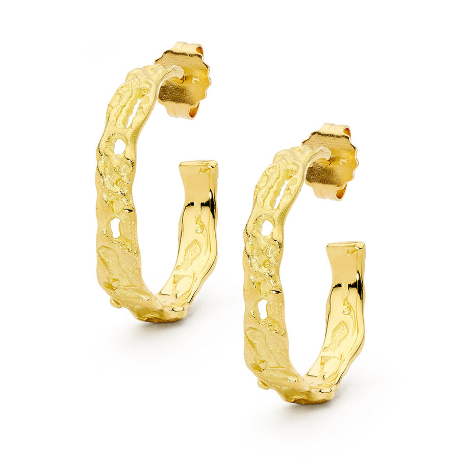 Organic 18ct Yellow Gold Hoop Earrings