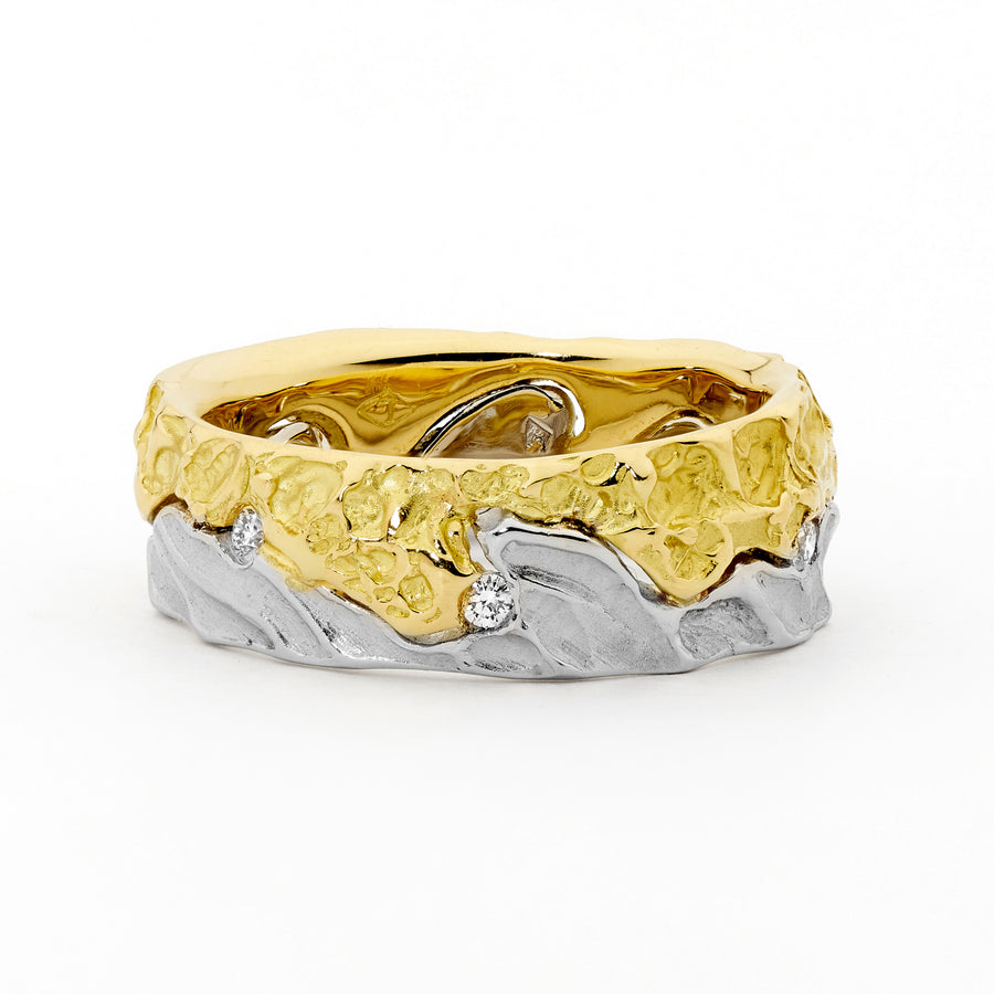 'Ranges' 18ct Yellow Gold & Platinum Diamond Ring