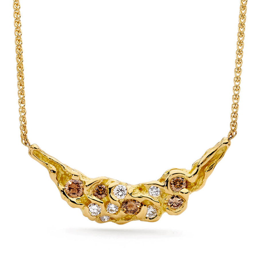 'Pools of Champagne' Champagne & White Diamond necklace