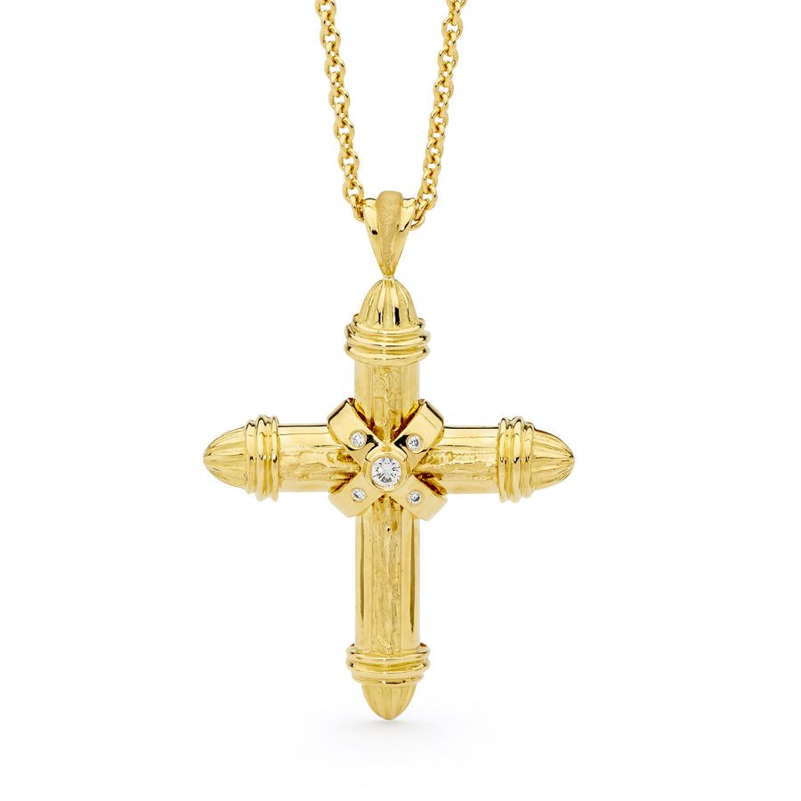 18ct Yellow Gold Diamond Cross Pendant