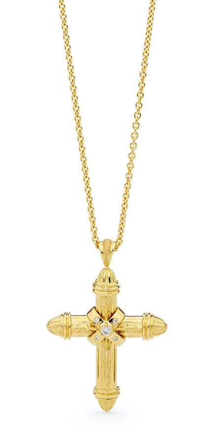 18ct Yellow Gold Diamond Cross Pendant