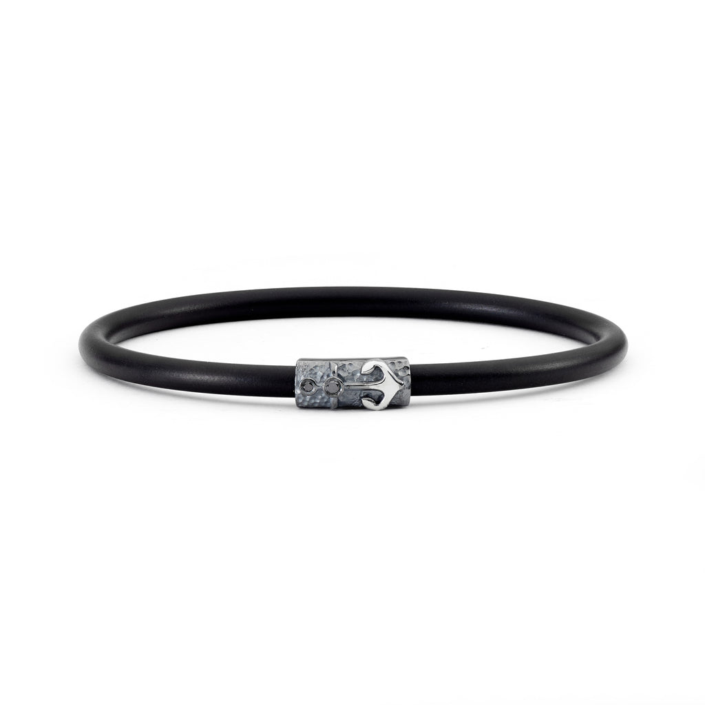 'Docks' Sterling Silver Anchor Neoprene Bangle