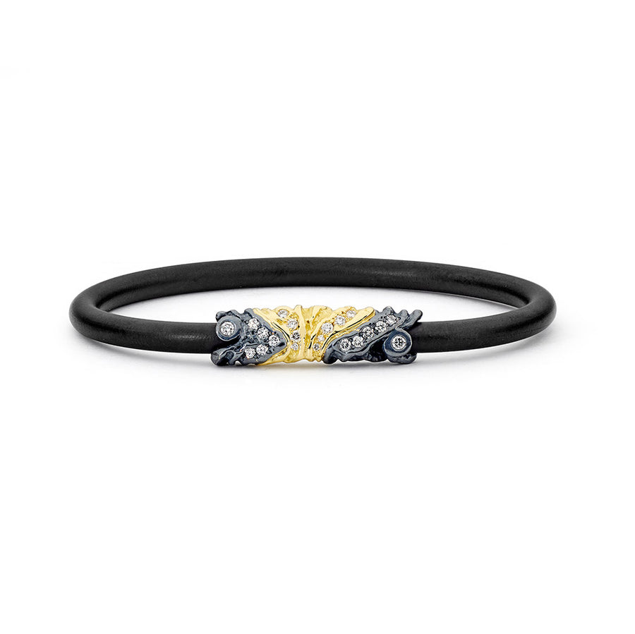 'Cathedral Rocks' 18ct yellow gold & sterling silver Neoprene Bangle