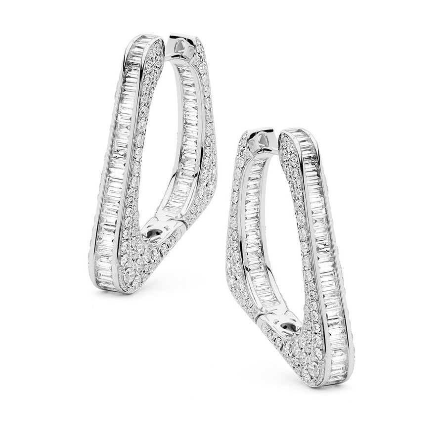 'Zalia' 18ct White Gold & Diamond Hoop Earrings