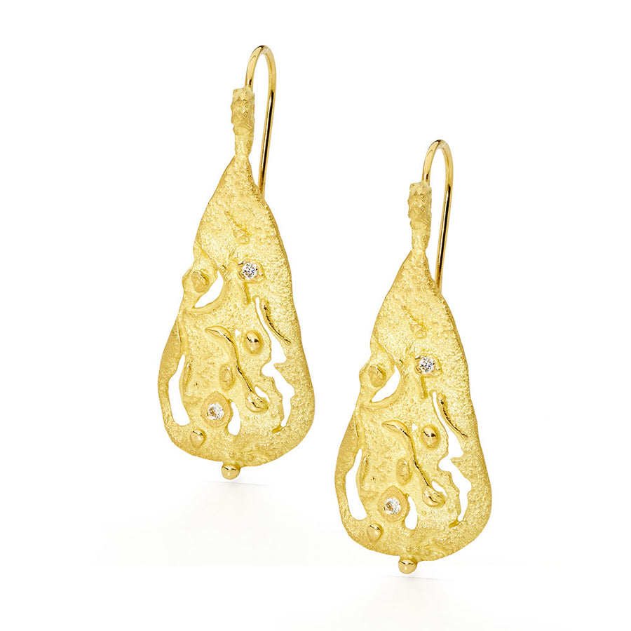 'SEABED' 18CT GOLD & DIAMOND FRENCH HOOK EARRINGS