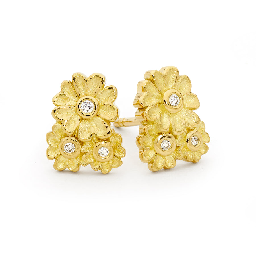 'Wreath Flower' Diamond Stud Earrings