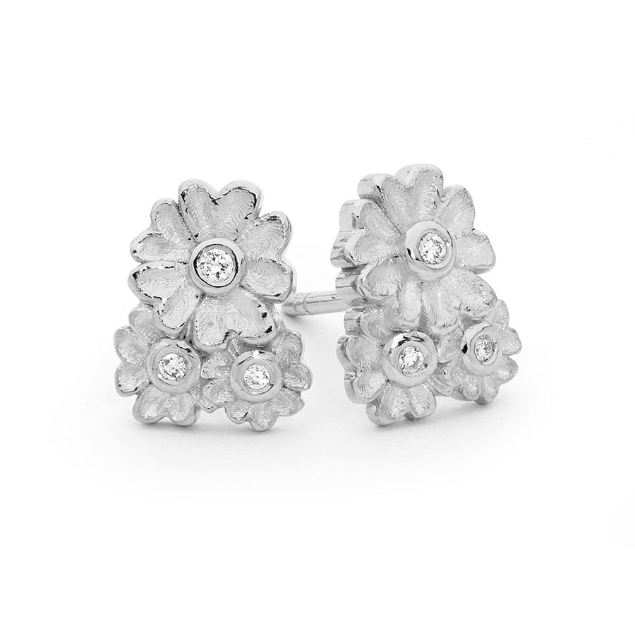 'Wreath Flower' Diamond Stud Earrings