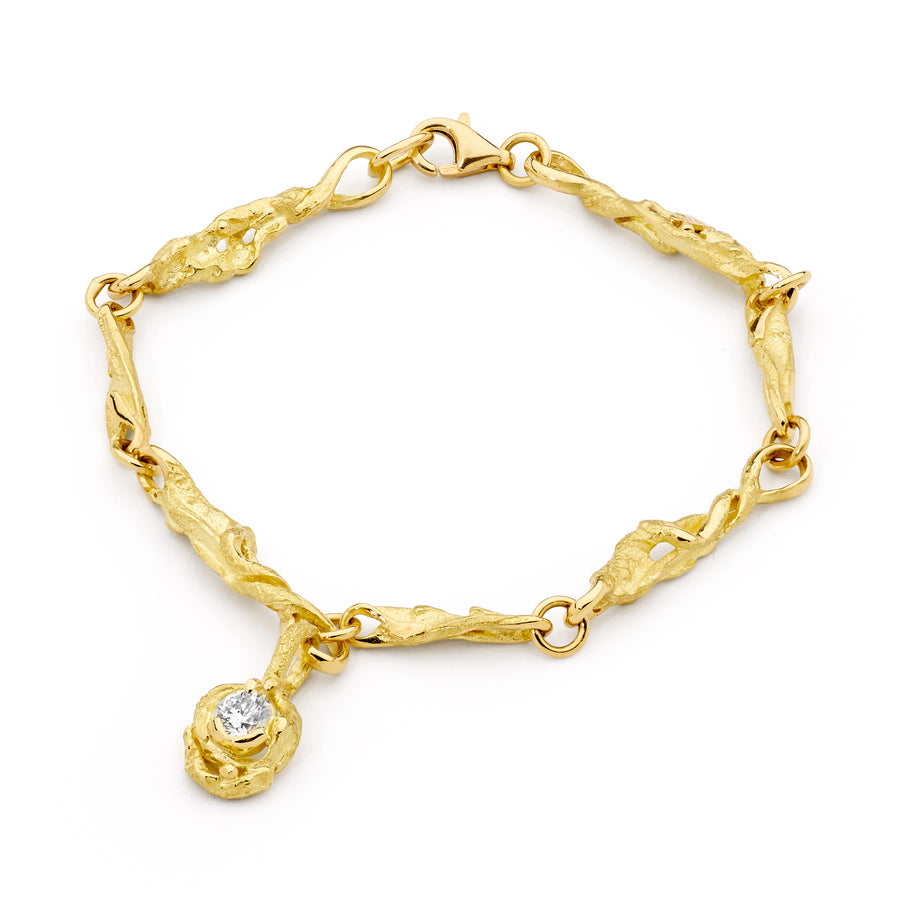'Aureline' 18ct Yellow Gold & Diamond Link Bracelet