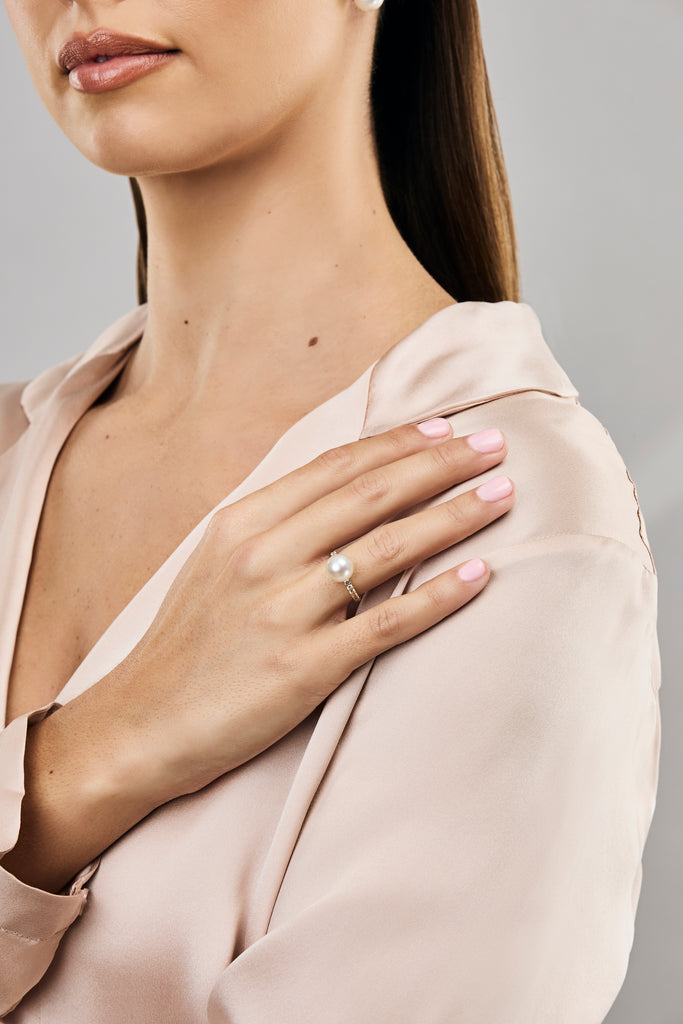 Pearl solitaire ring store