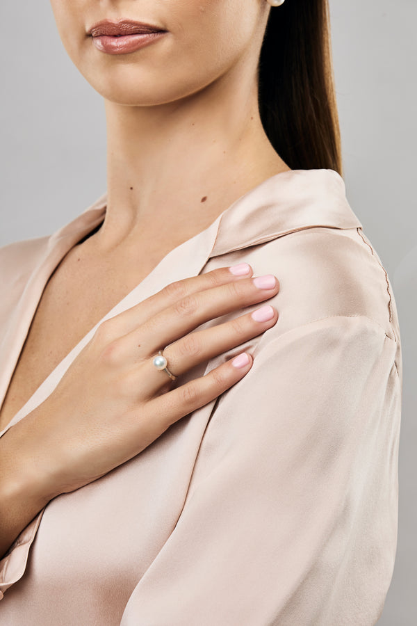 Textured Pearl Ring