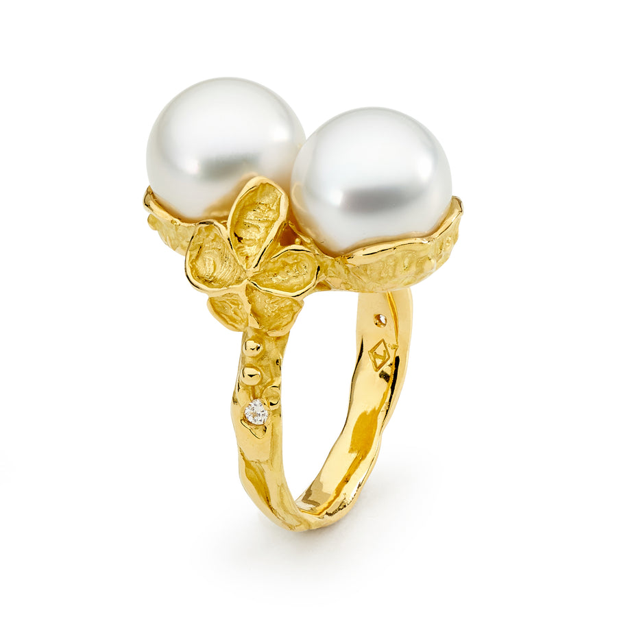 'Frangipani' Australian South Sea Pearl & Diamond Ring