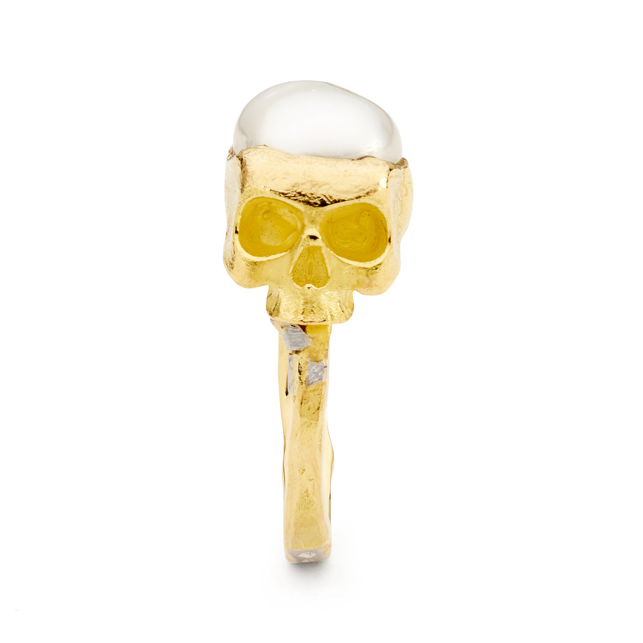 'Afterlight' Australian South Sea Pearl 18ct Gold & Platinum Skull Ring