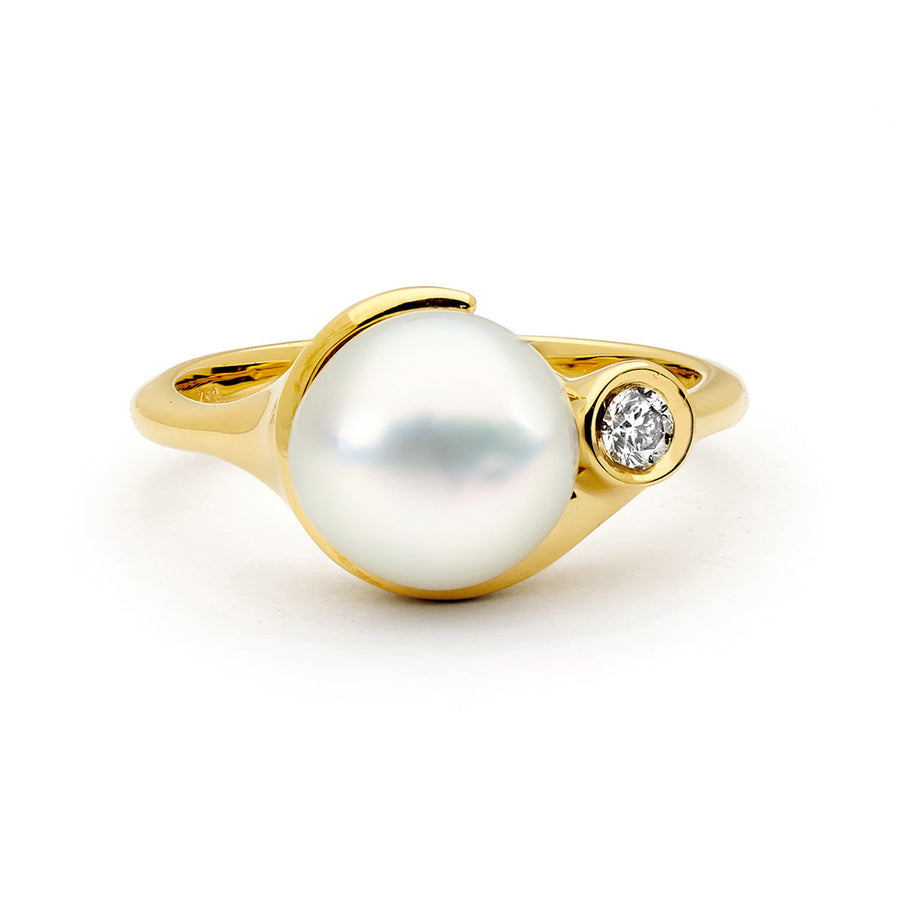 'Nature's Embrace' 18ct gold South Sea Pearl & Diamond Ring