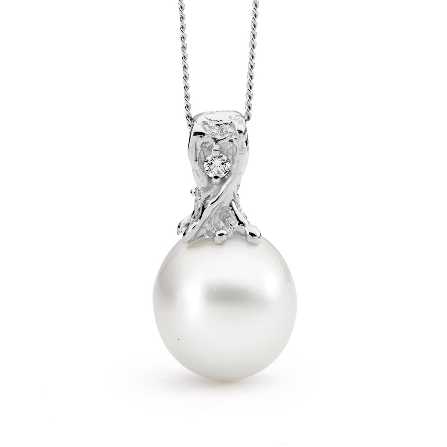 'Seraphina' Australian South Sea Pearl & White Diamond Pendant
