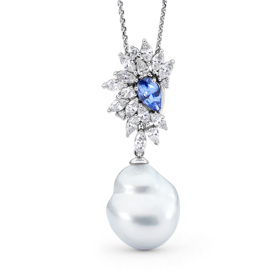 'Blue Blossom' Ceylon Sapphire & Diamond Pendant