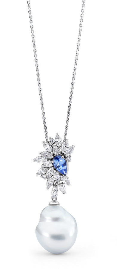 'Blue Blossom' Ceylon Sapphire & Diamond Pendant
