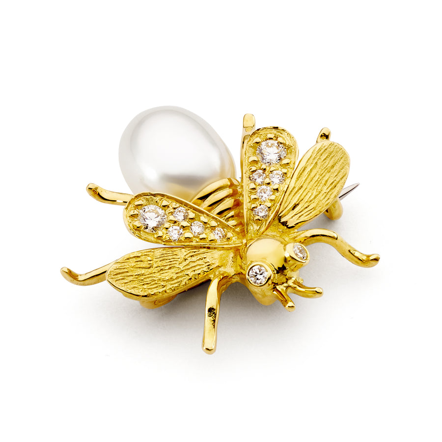 'Bee' South Sea Pearl & Diamond Brooch
