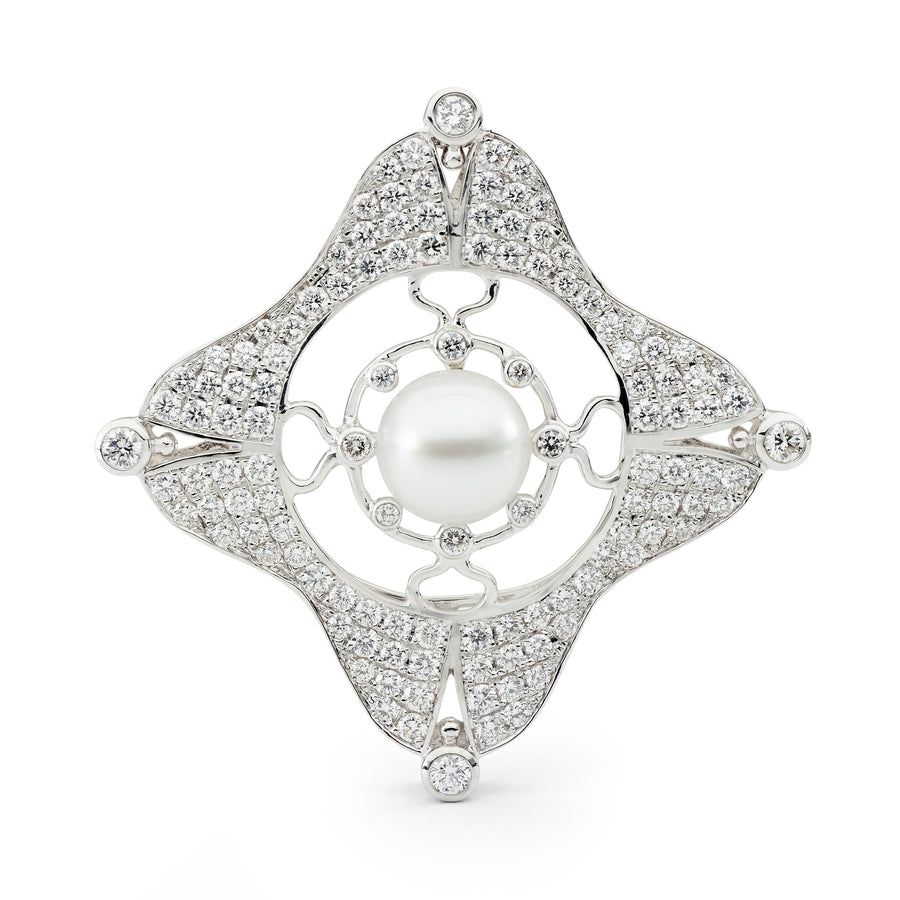 'Royale' 18ct Australian South Sea Pearl & Diamond Brooch