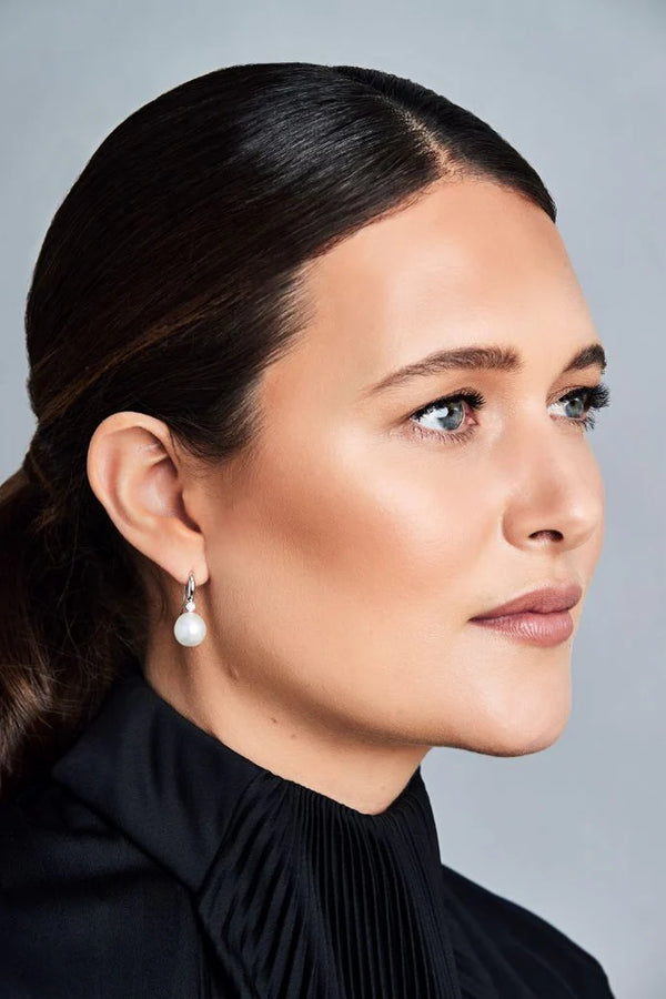 Classic Diamond and Pearl French Hook Earrings