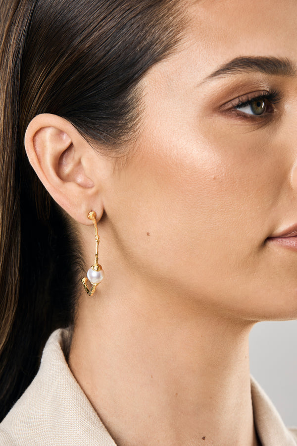 Cultured Pearl Freeform Half Hoop