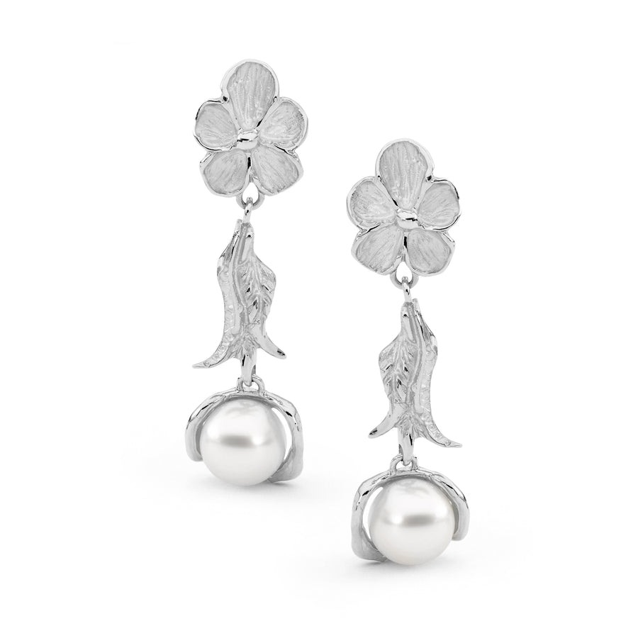 'Coastal Flower' 18ct Gold & South Sea Pearl Drop Earrings