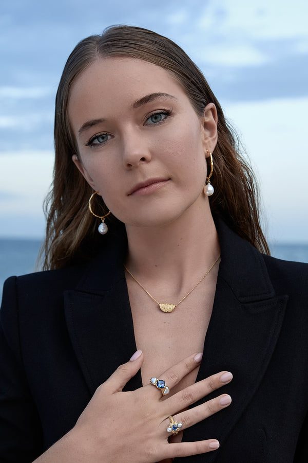 'Kimberley Moon' Blue Tanzanite & South Sea Pearl Ring