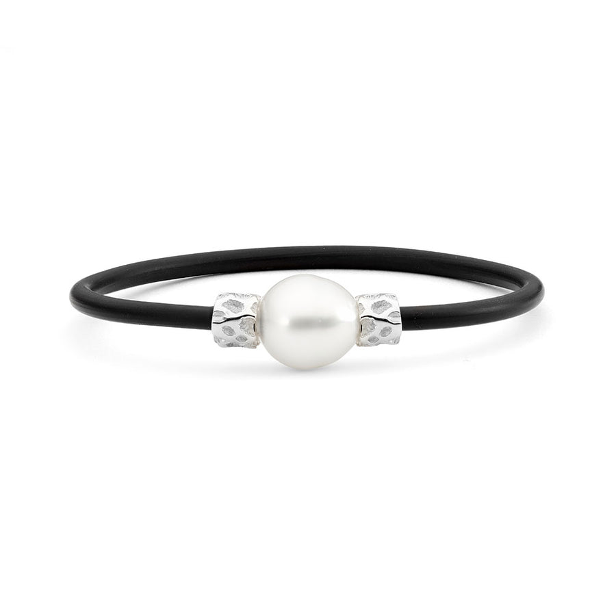 'Seafarers Edge' sterling silver and south sea pearl Bangle