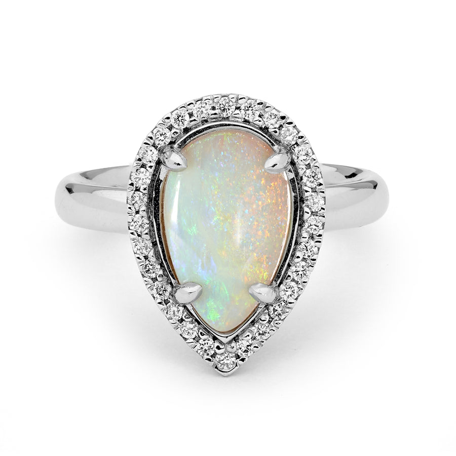 'Aria' Cabochon Cut Opal & Diamond Ring