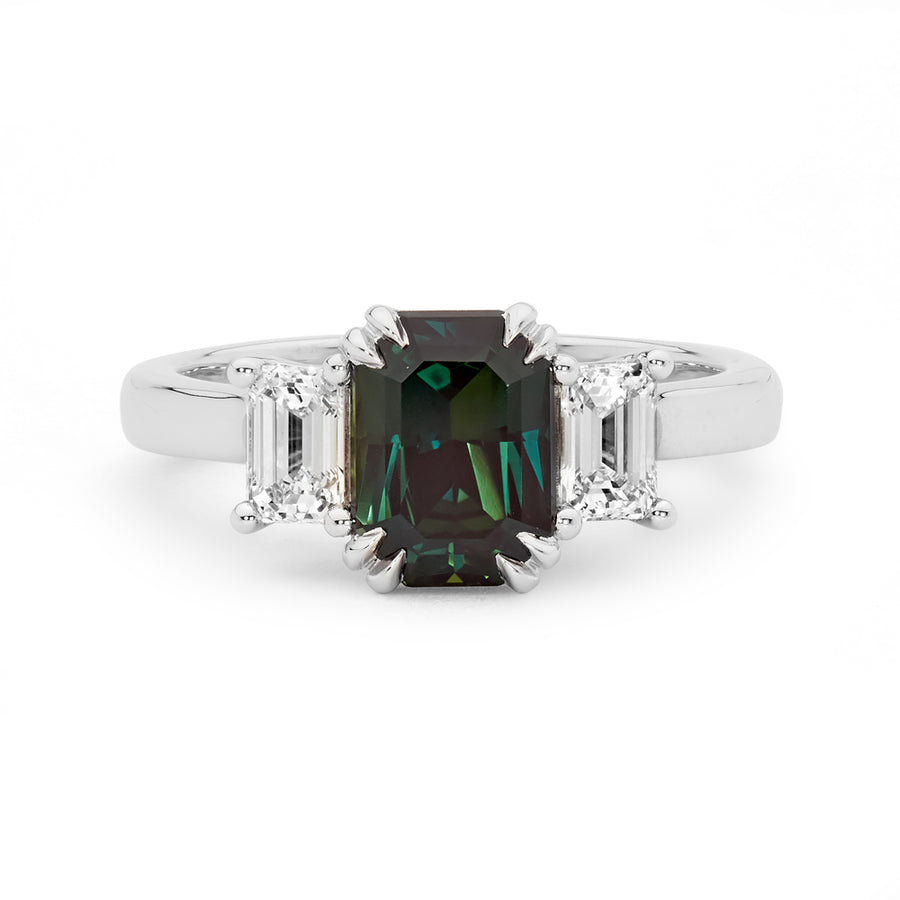'Clarissa' 2.00ct Emerald Cut Teal Sapphire Ring