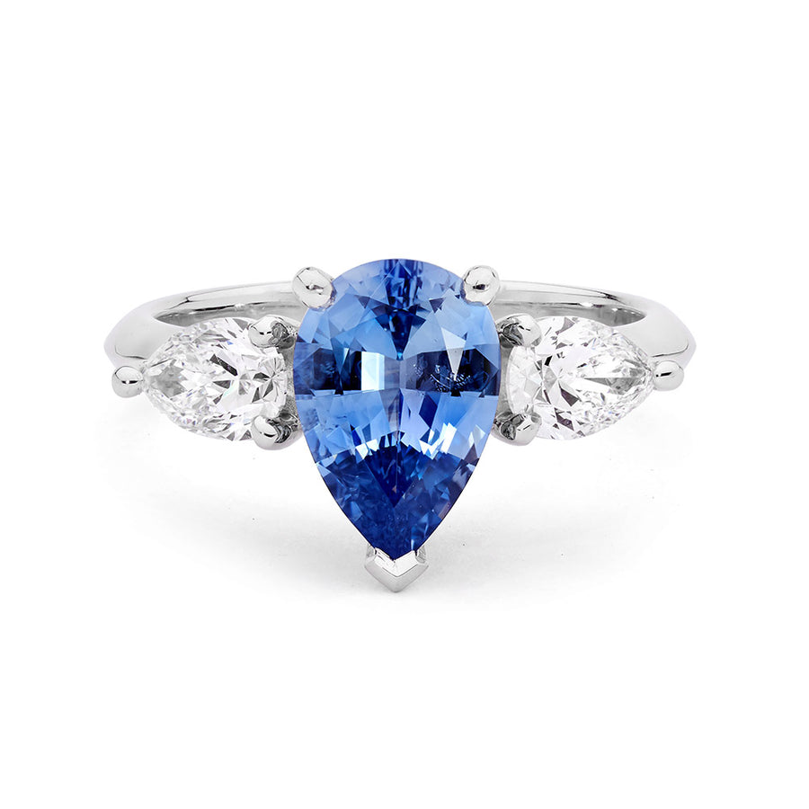 18ct White Gold Blue Sapphire & Diamond Ring