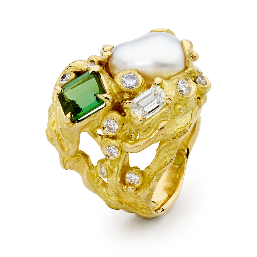 'Emma Gorge' Green Tourmaline & South Sea Pearl Ring