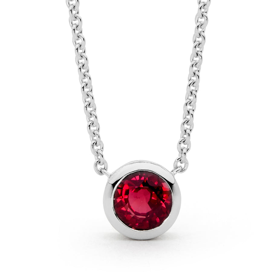 'Sunset Dance' Bezel Set Ruby Necklace