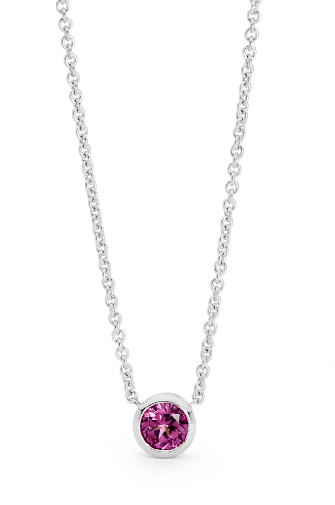 'Sunset Dance' Bezel Set Ruby Necklace