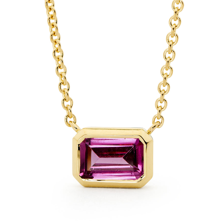 'Sunset Dance' Bezel Set Rhodalite Garnet Necklace