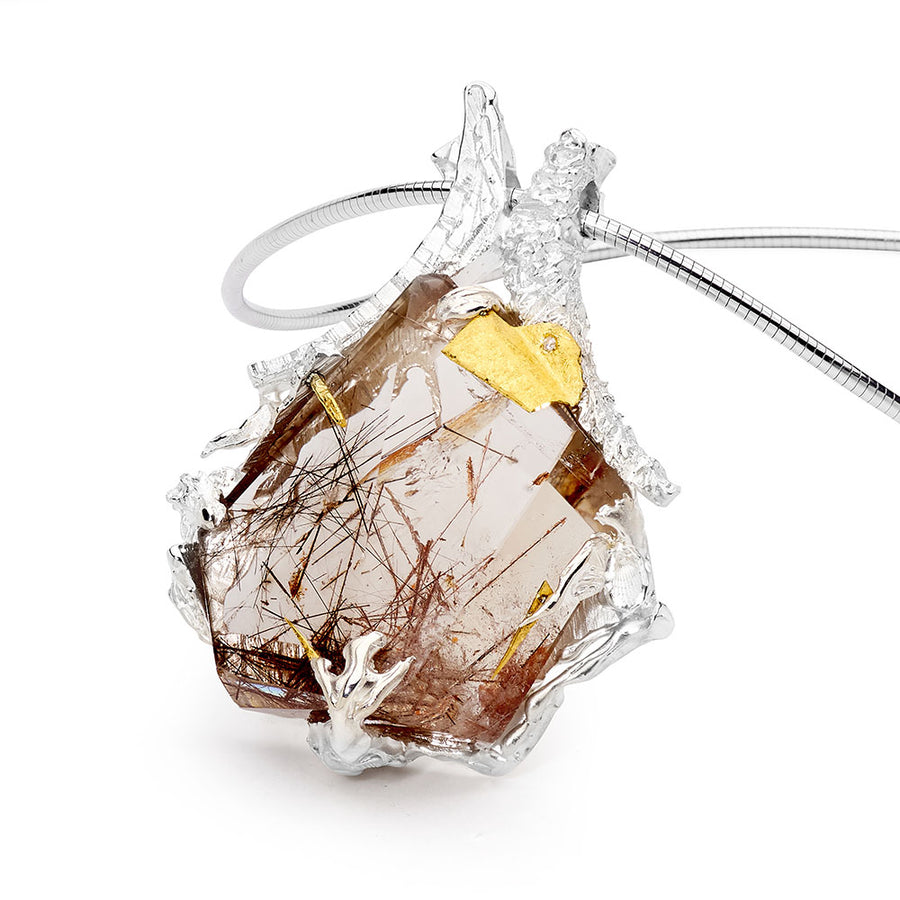 'Ember Glow' Rutilated Quartz Pendant