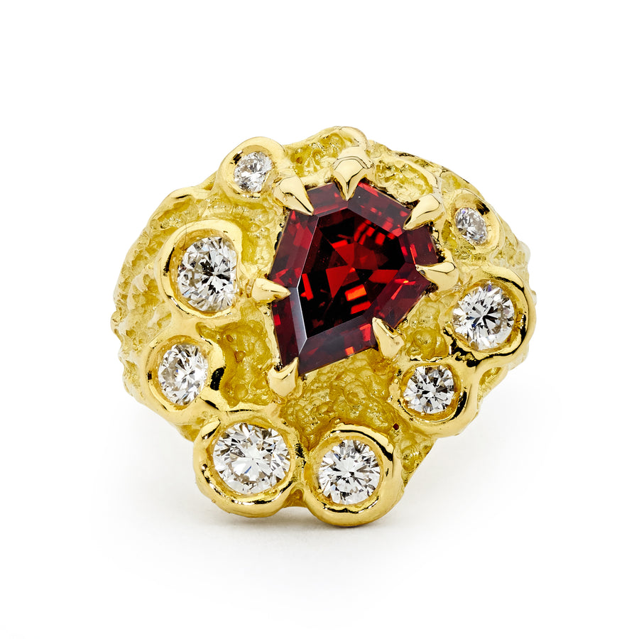 'Cleopatra' Garnet & Diamond Organic Ring
