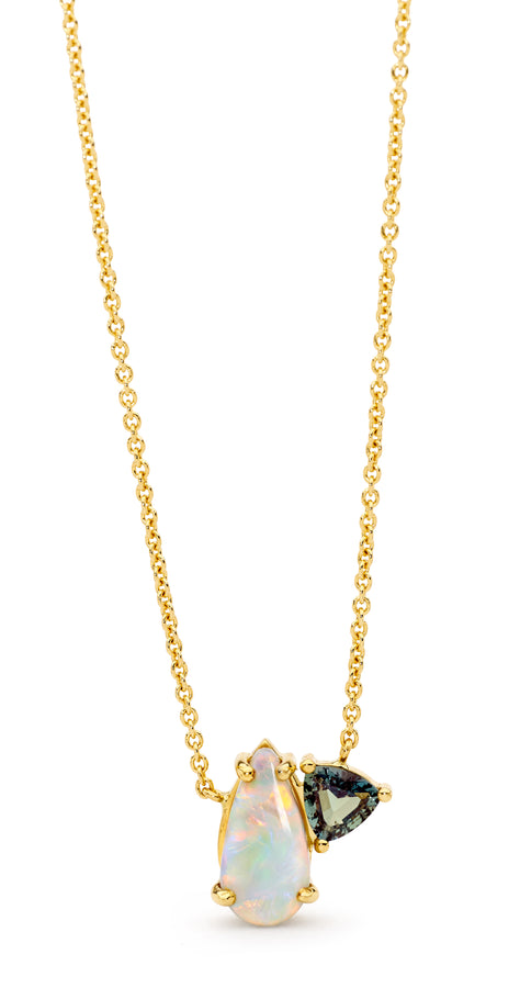 'Ethereal' Opal & Alexandrite 18ct Gold Necklace