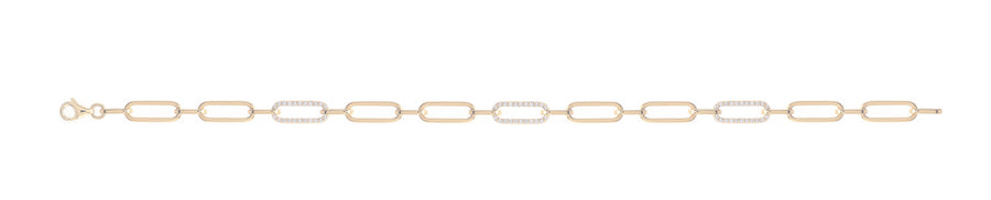 'Bianca' 18ct Yellow Gold Diamond Paperclip Bracelet