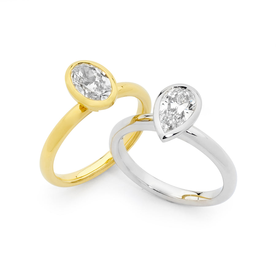 'Maya' 18ct Yellow Gold Bezel Set Diamond Ring