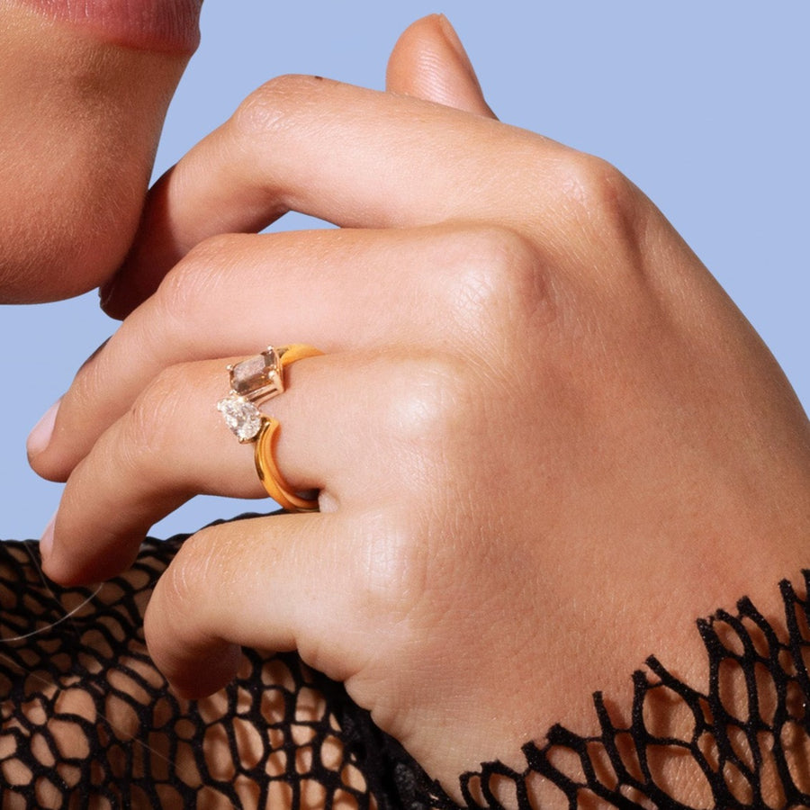 'Toi et Moi' Champagne and White Diamond Ring