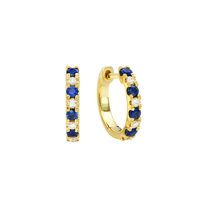 Yellow Gold and Sapphire Huggies